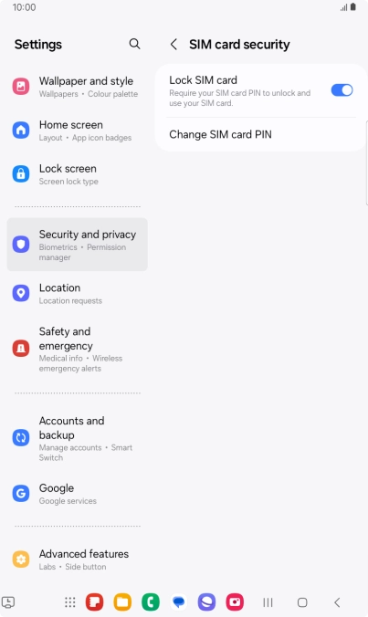 Press Change SIM card PIN. Press Change SIM card PIN.
