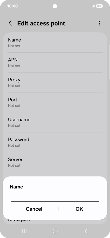 Key in Vodafone Internet and press OK.