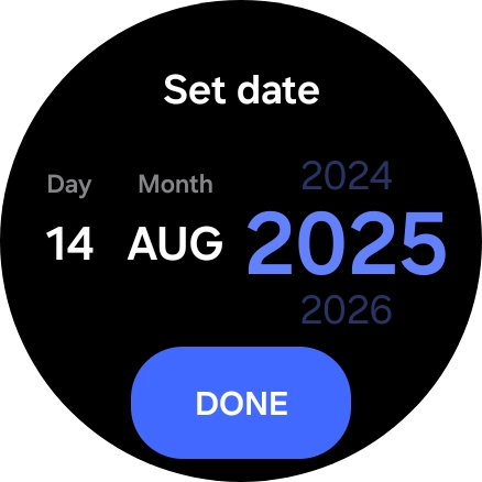Slide your finger up or down on the screen to set the required date. Slide your finger up or down on the screen to set the required date.