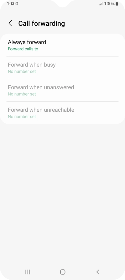 Press the required divert type. Press the required divert type.