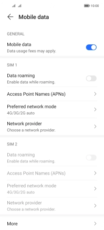 Press Preferred network mode below the required SIM. Press Preferred network mode below the required SIM.