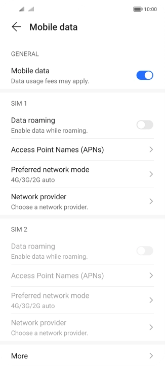 Press Preferred network mode below the required SIM. Press Preferred network mode below the required SIM.