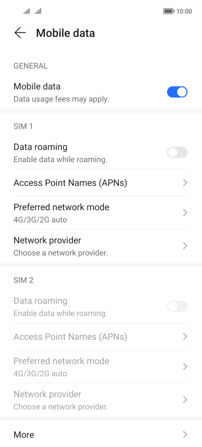 Press Preferred network mode below the required SIM. Press Preferred network mode below the required SIM.