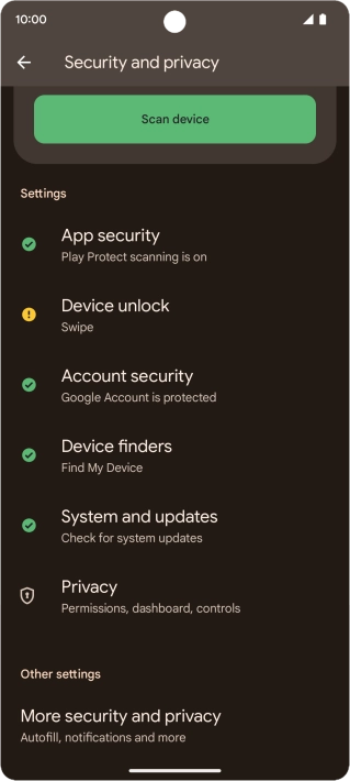 Press Device unlock. Press Device unlock.
