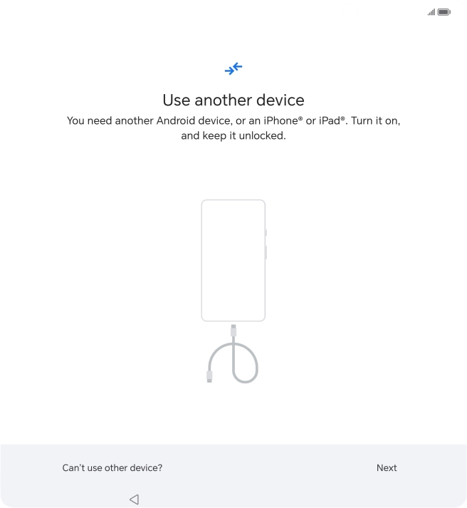 Press Can't use other device?. Press Can't use other device?.