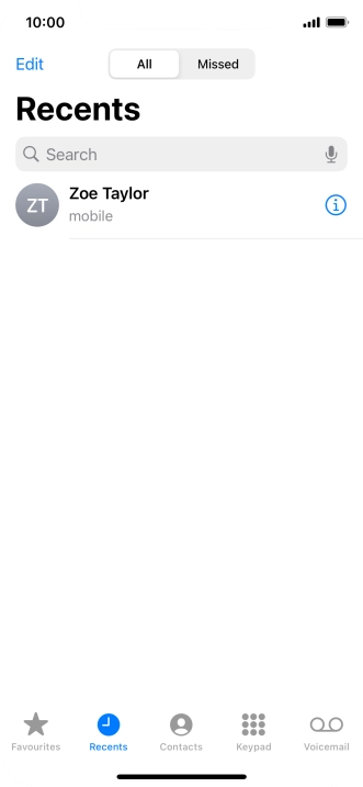 Press the information icon next to the required phone number. Press the information icon next to the required phone number.