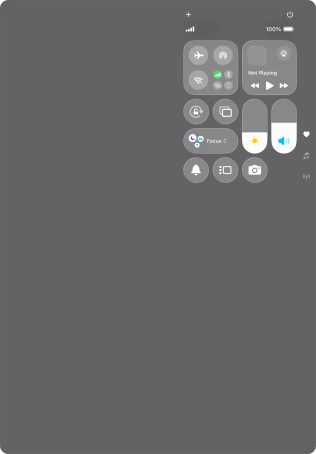 Slide your finger up or down on the screen to select the required Control Centre page. Slide your finger up or down on the screen to select the required Control Centre page.