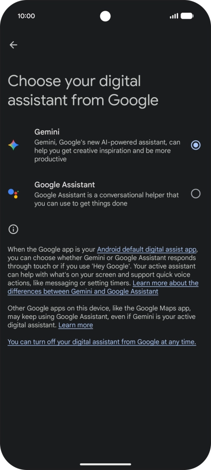 Press the required voice control assistant. Press the required voice control assistant.