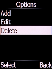 Select Delete and press the Left selection key.