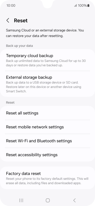 Press Factory data reset.