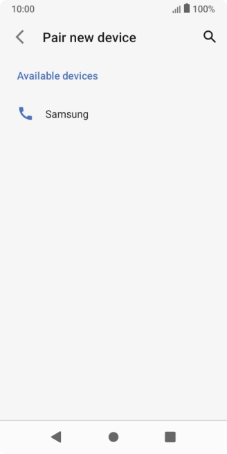 Press the required Bluetooth device and follow the instructions on the screen to pair the device with your phone.