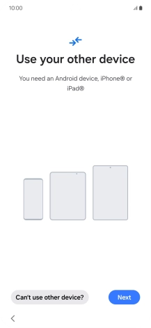 Press Can't use other device?. Press Can't use other device?.