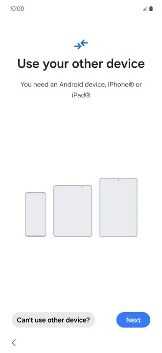 Press Can't use other device?. Press Can't use other device?.