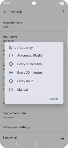 Press the required setting.