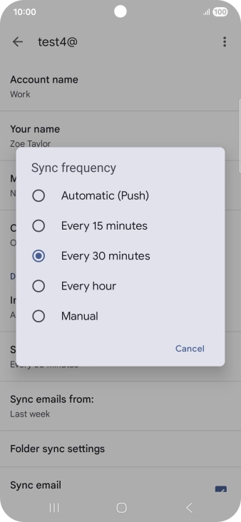 Press the required setting.
