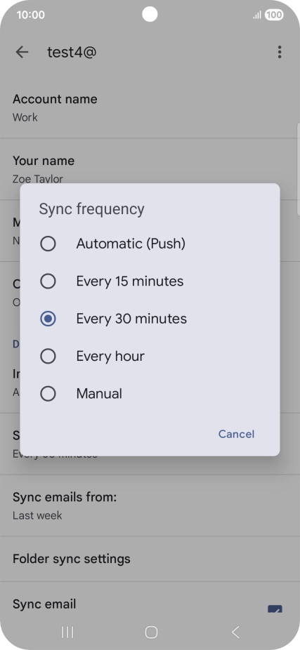 Press the required setting.