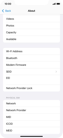 Your phone's EID number is displayed below EID.