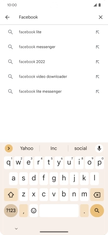 Key in Facebook and press the search icon.