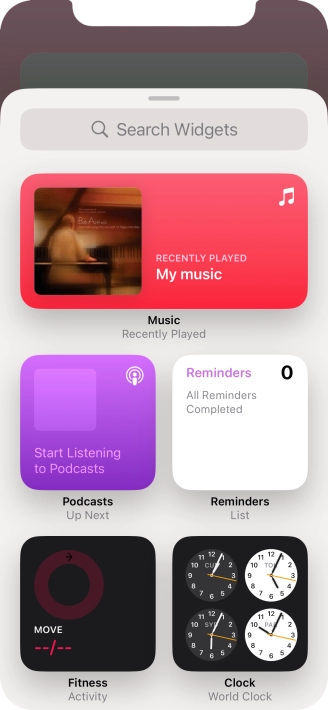 Press the required widget. Press the required widget.