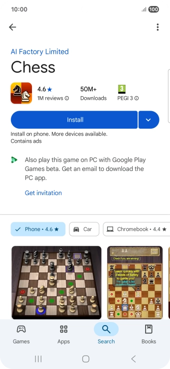 Press Install and follow the instructions on the screen to install the app.