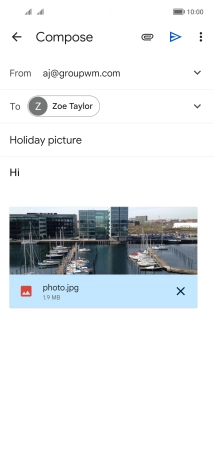 Press the send icon when you've finished your email message. Press the send icon when you've finished your email message.
