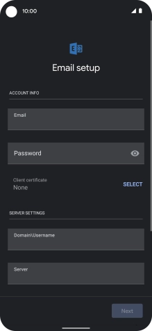 Press Password and key in the password for your email account. Press Password and key in the password for your email account.