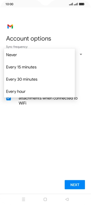 Press the required setting.