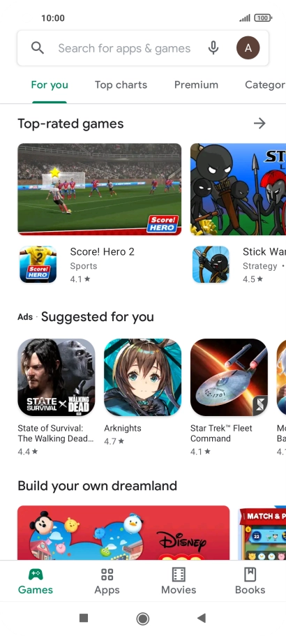 Press the search field.