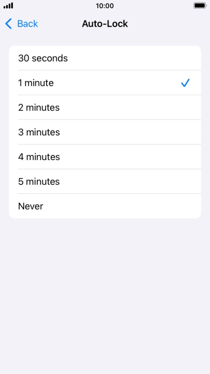 Press the required setting.