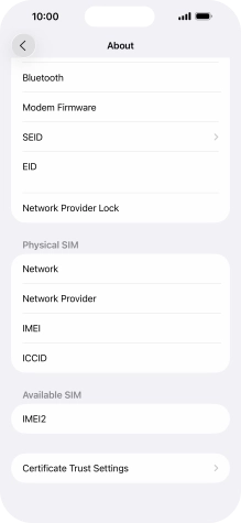 Your phone's EID number is displayed below EID.