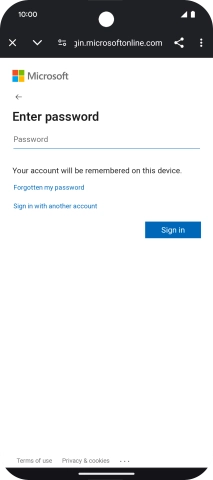 Press Password and key in the password for your email account.