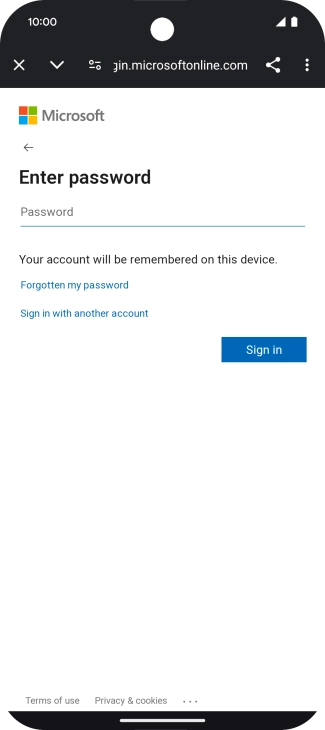 Press Password and key in the password for your email account.