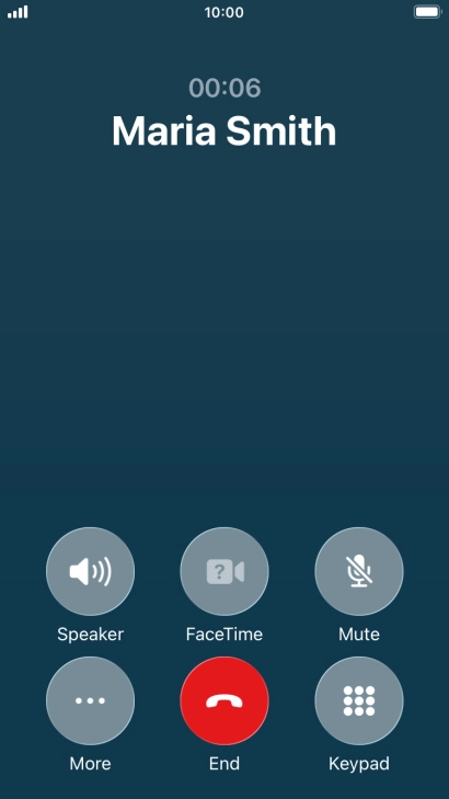Press the end call icon to end the call and return to the home screen. Press the end call icon to end the call and return to the home screen.