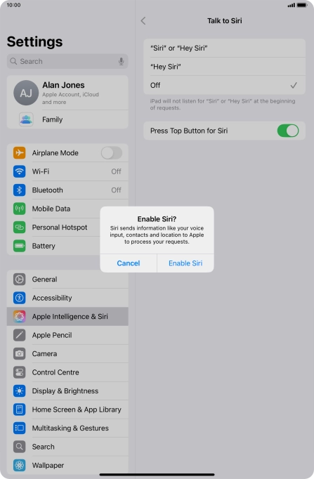 Press Enable Siri. Press Enable Siri.