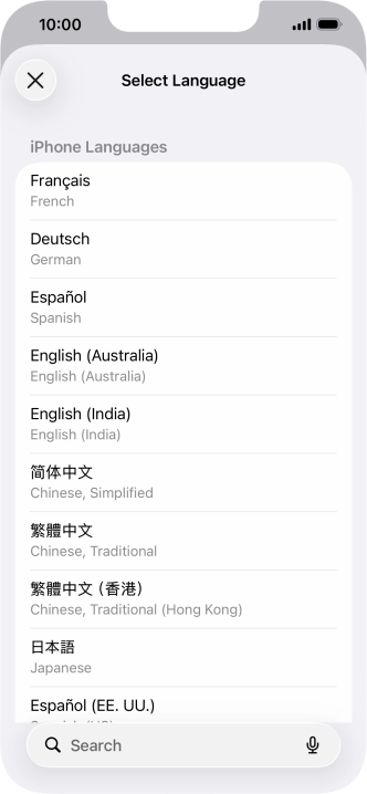 Press the required language.