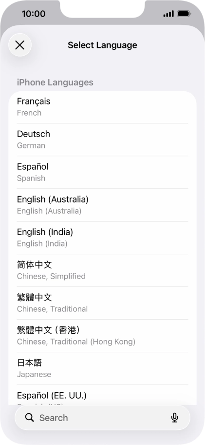 Press the required language.