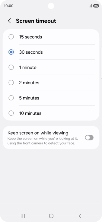 Press the required setting. Press the required setting.