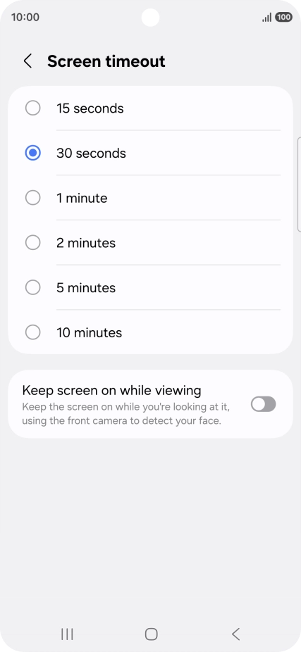 Press the required setting. Press the required setting.