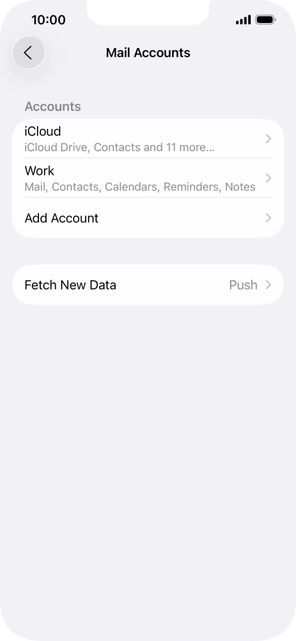 Press the name of the Exchange email account you've just set up. Press the name of the Exchange email account you've just set up.
