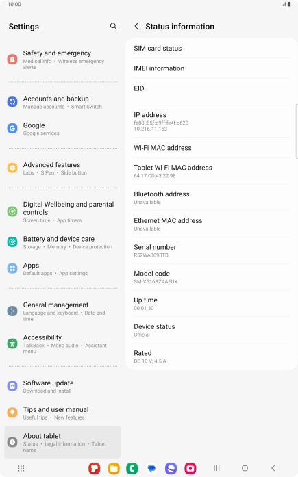 Your tablet's EID number is displayed below EID. Your tablet's EID number is displayed below EID.