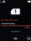 Key in the PUK and press the Navigation key.