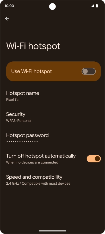 Press Hotspot password and key in the required password. Press Hotspot password and key in the required password.