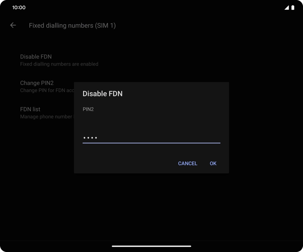 Key in your PIN2 and press OK. The default PIN2 is 1111.