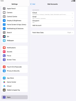 Press the name of the email account you've just set up. Press the name of the email account you've just set up.
