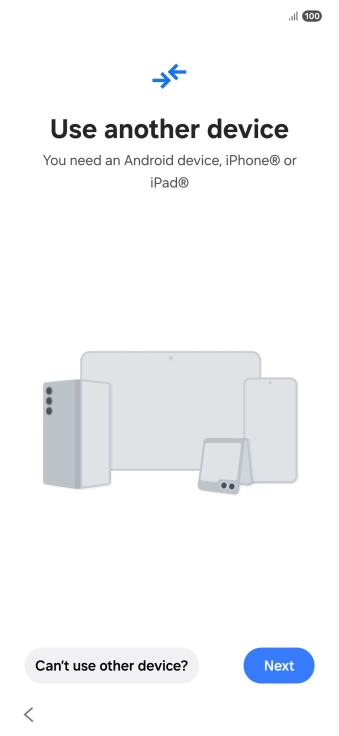 Press Can't use other device?. Press Can't use other device?.