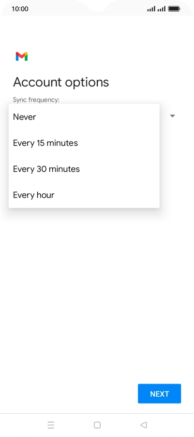 Press the required setting.
