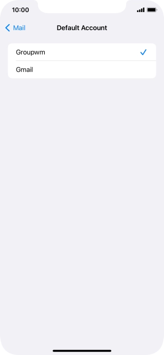 Press the required email account to select the email account as your default account.