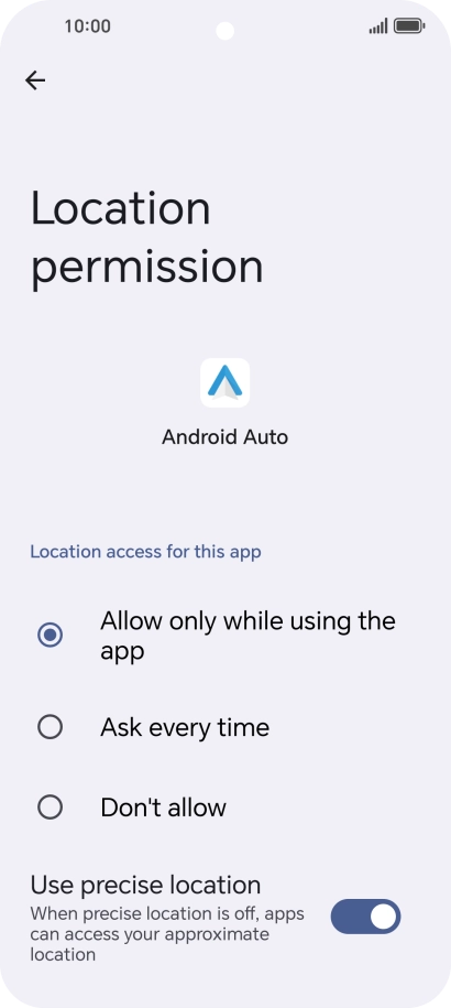 Press the required setting. Press the required setting.