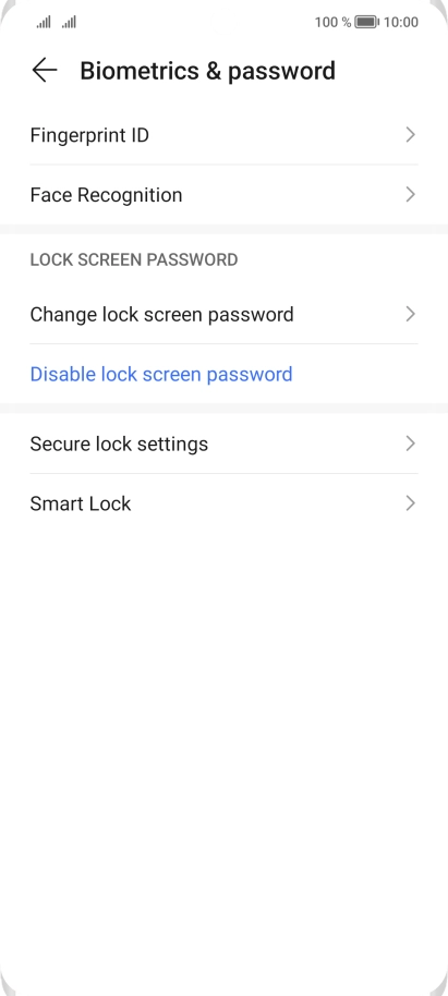 Press Disable lock screen password. Press Disable lock screen password.