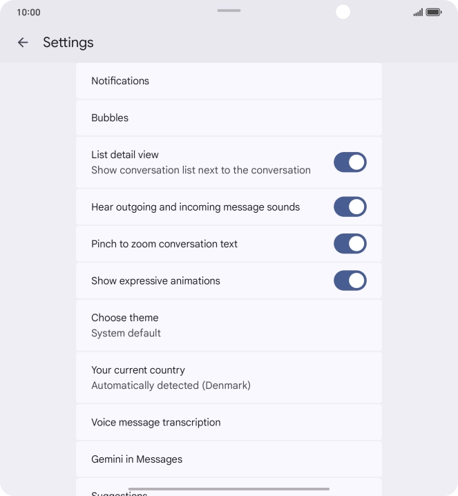 Press Gemini in Messages. Press Gemini in Messages.